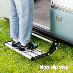 Weisshorn Manual Pull Out Caravan Step Folding RV Entry Stair 200KG Capacity