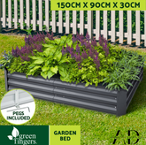 Green Fingers Garden Bed 150x90cm Planter Box Raised Container Galvanised Steel