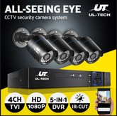 UL-tech CCTV Security System 4CH DVR 4 Cameras 1080p