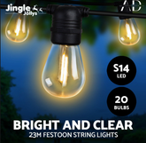23m LED Festoon String Lights Christmas Decorations Wedding Party Outdoor Garden