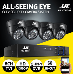UL-tech CCTV Security System 8CH DVR 4 Cameras 1080p