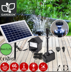 Gardeon Solar Pond Pump Submersible Water Fountain with Battery Kit LED Lights 6.6FT