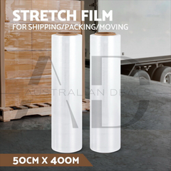 500mm x 400m Stretch Film Pallet Shrink Wrap 2 Rolls Package Use Plastic Clear