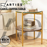 Artiss Coffee Table 45CM Round Tempered Glass Carol
