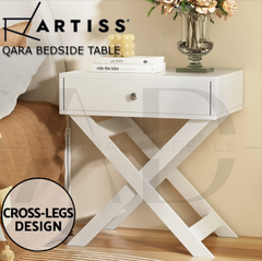 Artiss Bedside Table Drawers Side Table Storage Cabinet Nightstand White QARA