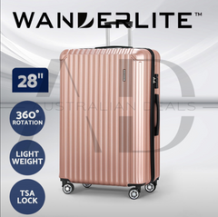 Wanderlite 28-inch Luggage Set with TSA Lock?ABS Hard Shell Travel Suitcase Organiser Luggage Case Rose Gold