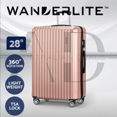 Wanderlite 28-inch Luggage Set with TSA Lock?ABS Hard Shell Travel Suitcase Organiser Luggage Case Rose Gold