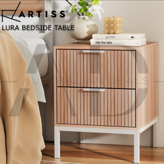 Artiss Bedside Table Drawers Side End Table Storage Cabinet Nightstand Pine LURA