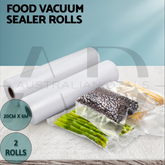 2 Rolls Food Vacuum Sealer Bags Storage Saver Heat Sealing Bag Pack 20CMX6M