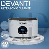 Devanti 600ml Ultrasonic Cleaner Timer Jewellery Glasses Cleaning Machine Degas