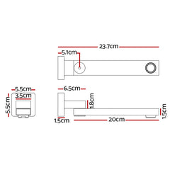Cefito Bathroom Mixer Spout Wall Bath Tap Square Swivel Bathtub Black