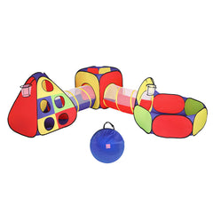 Keezi Kids Play Tent Pop Up Teepee Playhouse Ball Pit Crawl Tunnel Basketball