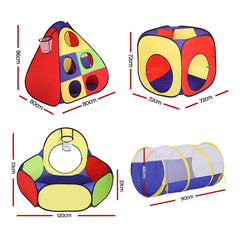 Keezi Kids Play Tent Pop Up Teepee Playhouse Ball Pit Crawl Tunnel Basketball