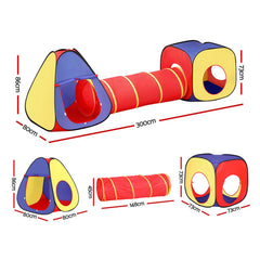 Keezi Kids Playhouse Play Tent Pop Up Teepee Castle Crawl Tunnel Outdoor Indoor