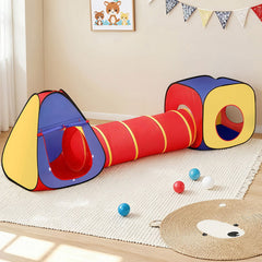 Keezi Kids Playhouse Play Tent Pop Up Teepee Castle Crawl Tunnel Outdoor Indoor