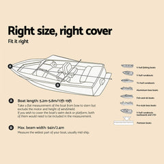 Seamanship Boat Cover 17-19ft Trailerable Marine Jumbo 600D Grade Heavy Duty