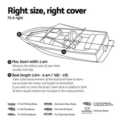 Seamanship Boat Cover 19-21ft Trailerable Jumbo Marine Grade Heavy Duty Black