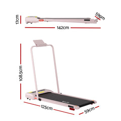 Everfit 3 in 1 Treadmill Electric Walking Pad Incline Under Desk 380mm Pink