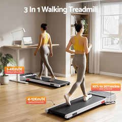 Everfit 3 in 1 Walking Pad Treadmill 20% Auto Incline Under Desk Treadmills for