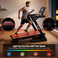 Everfit 500mm Wide Belt Treadmill 30% Auto Incline Foldable Treadmills for Home with LED Lights