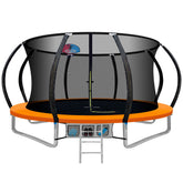 Everfit 12FT Trampoline for Kids w/Ladder Trampoline Enclosure Safety Net Rebounder Orange