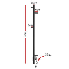 Devanti Heated Towel Rail with Timer Vertical Electric Heater Warmer Rack Black