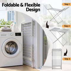 Devanti Electric Heated Towel Rail Rack 18 Bars Freestanding Clothes Dry Warmer