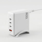 Devanti USB C Charger 100W Fast Charger 4 Port GaN Desktop Station White