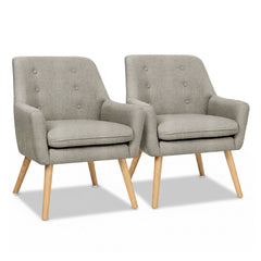 Artiss 2X Armchair Lounge Chair Accent Tub Chair Beige ANNE
