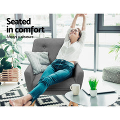 Artiss Armchair Linen Fabric Grey Charcoal