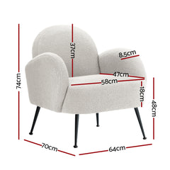Artiss Armchair Boucle White Hanes