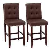 Artiss Set of 2 Bar Stools Kitchen Dining Chairs Counter PU Leather Wooden Ada Brown