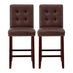 Artiss Set of 2 Bar Stools Kitchen Dining Chairs Counter PU Leather Wooden Ada Brown