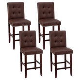 Artiss Set of 4 Bar Stools Kitchen Dining Chairs Counter PU Leather Wooden Ada Brown