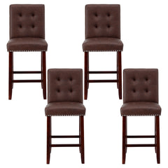 Artiss Set of 4 Bar Stools Kitchen Dining Chairs Counter PU Leather Wooden Ada Brown