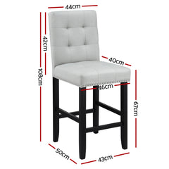 Artiss Set of 2 Bar Stools Kitchen Dining Chairs Counter Fabric Stool Wooden Ada Grey