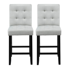 Artiss Set of 2 Bar Stools Kitchen Dining Chairs Counter Fabric Stool Wooden Ada Grey