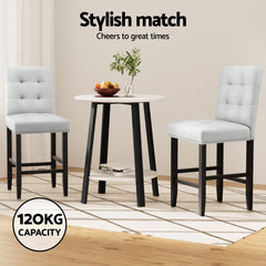 Artiss Set of 2 Bar Stools Kitchen Dining Chairs Counter Fabric Stool Wooden Ada Grey