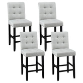 Artiss Set of 4 Bar Stools Kitchen Dining Chairs Counter Fabric Stool Wooden Ada Grey