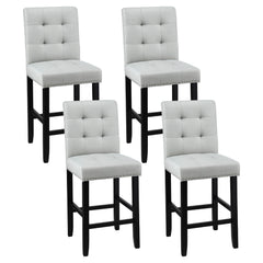 Artiss Set of 4 Bar Stools Kitchen Dining Chairs Counter Fabric Stool Wooden Ada Grey