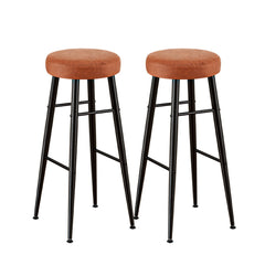 Artiss Set of 2 Bar Stools Kitchen Dining Chairs Counter Round PU Leather Lane Brown