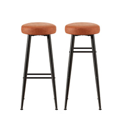 Artiss Set of 2 Bar Stools Kitchen Dining Chairs Counter Round PU Leather Lane Brown