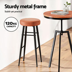 Artiss Set of 4 Bar Stools Kitchen Dining Chairs Counter Round PU leather Lane Brown