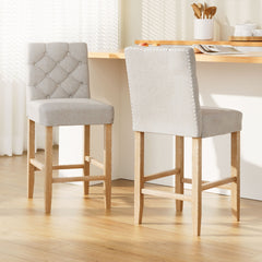 Artiss Set of 2 Bar Stools Linen Upholstered Chairs