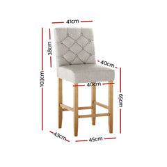 Artiss Set of 2 Bar Stools Linen Upholstered Chairs