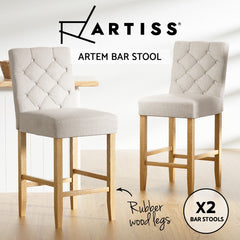 Artiss Set of 2 Bar Stools Linen Upholstered Chairs