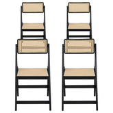 Artiss 4x Dining Chairs Wooden Rattan Foldable Black