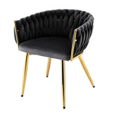 Artiss Set of 1 Dining Chair Armchair Cafe Kitchen Lounge Chairs Velvet Weaving Black