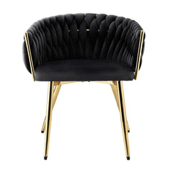 Artiss Set of 1 Dining Chair Armchair Cafe Kitchen Lounge Chairs Velvet Weaving Black