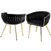 1 Set of 2 Artiss Dining Chairs Velvet Armchair Black